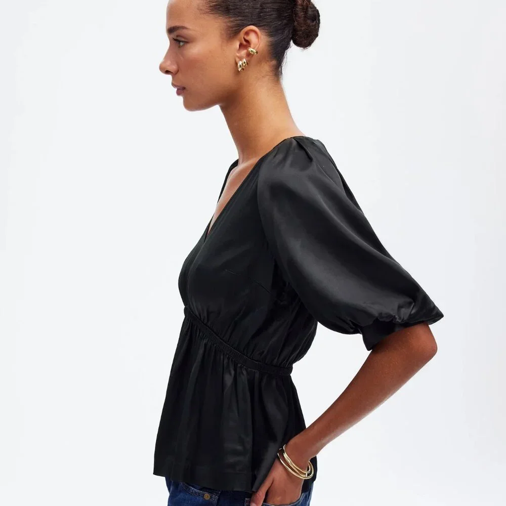 [NWT] Madewell Black Satin Top